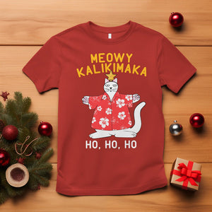 Christmas In July T Shirt Meowy Kalikimaka Hawaiian Cat Ho Ho Ho Xmas Tree TS09 Red Printyourwear