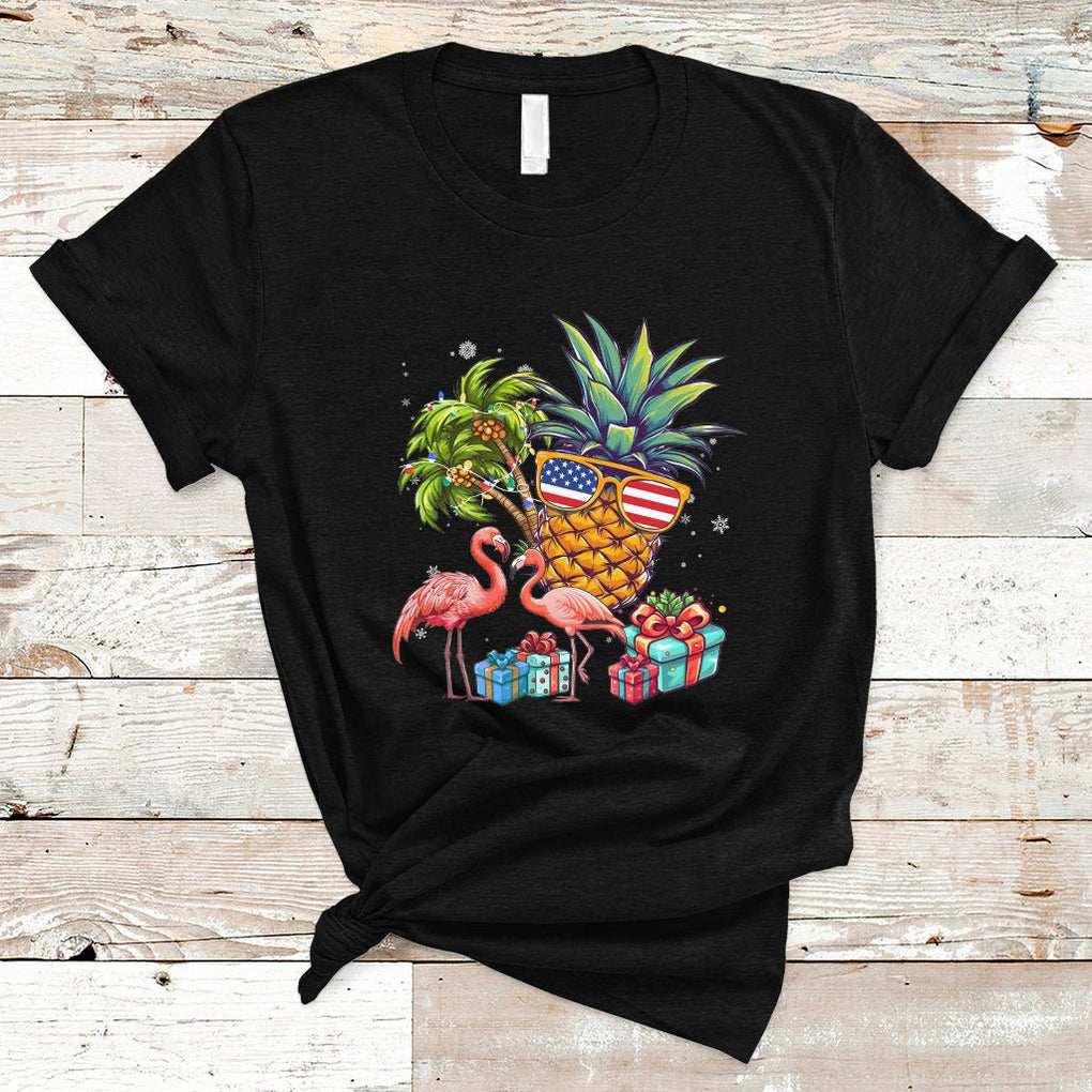 Christmas in July T Shirt Christmas In July Flamingo Pineapple Xmas Squad Summer TS02 Black Printyourwear