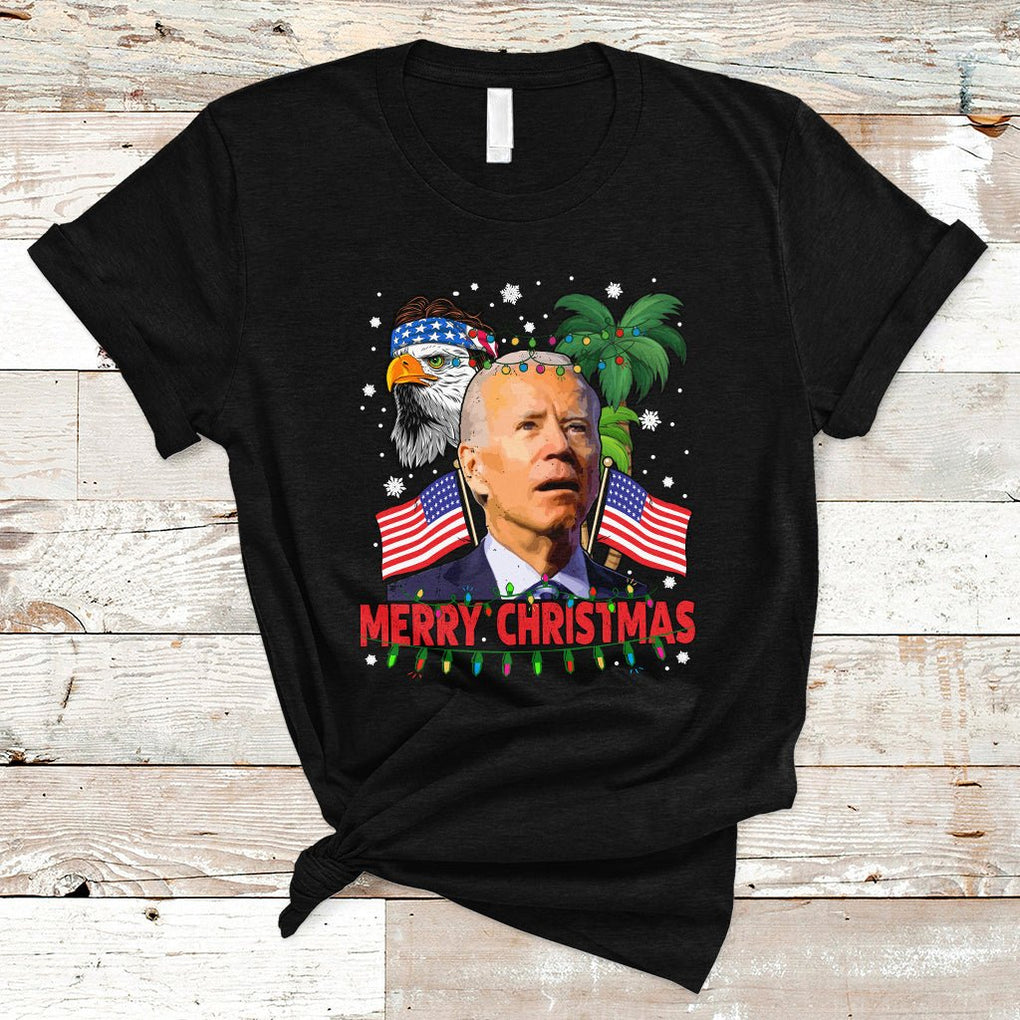 Christmas in July T Shirt Funny Confused Biden Merry Christmas In July Summer Xmas TS02 Black Printyourwear