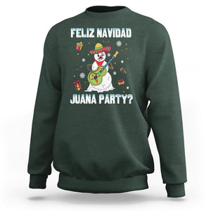 Christmas in Mexico Sweatshirt Feliz Navidad Juana Party Snowman Dancing TS09 Dark Forest Green Printyourwear