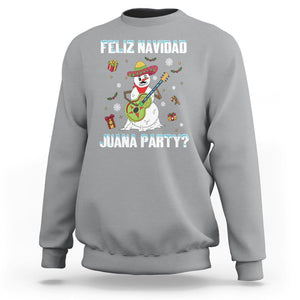 Christmas in Mexico Sweatshirt Feliz Navidad Juana Party Snowman Dancing TS09 Sport Gray Printyourwear