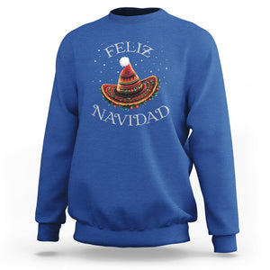 Christmas in Mexico Sweatshirt Feliz Navidad Santa Hat Sombrero TS09 Royal Blue Printyourwear