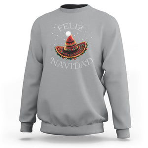 Christmas in Mexico Sweatshirt Feliz Navidad Santa Hat Sombrero TS09 Sport Gray Printyourwear