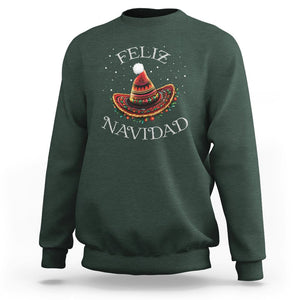 Christmas in Mexico Sweatshirt Feliz Navidad Santa Hat Sombrero TS09 Dark Forest Green Printyourwear