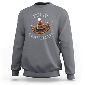 Christmas in Mexico Sweatshirt Feliz Navidad Santa Hat Sombrero TS09 Charcoal Printyourwear