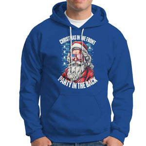 Christmas in the Front Party in the Back USA Patriotic Santa Hoodie TS09 Royal Blue Printyourwear