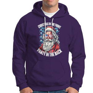 Christmas in the Front Party in the Back USA Patriotic Santa Hoodie TS09 Purple Printyourwear