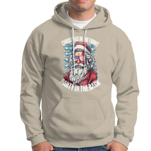 Christmas in the Front Party in the Back USA Patriotic Santa Hoodie TS09 Sand Printyourwear