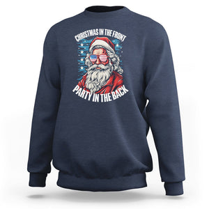 Christmas in the Front Party in the Back USA Patriotic Santa Sweatshirt TS09 Navy Printyourwear