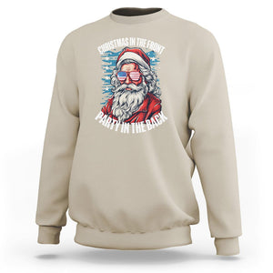 Christmas in the Front Party in the Back USA Patriotic Santa Sweatshirt TS09 Sand Printyourwear