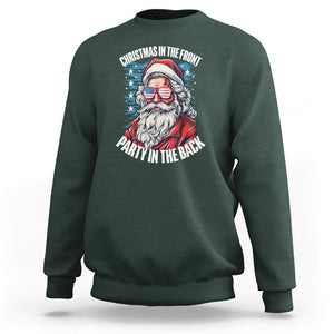 Christmas in the Front Party in the Back USA Patriotic Santa Sweatshirt TS09 Dark Forest Green Printyourwear