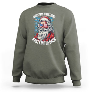 Christmas in the Front Party in the Back USA Patriotic Santa Sweatshirt TS09 Military Green Printyourwear