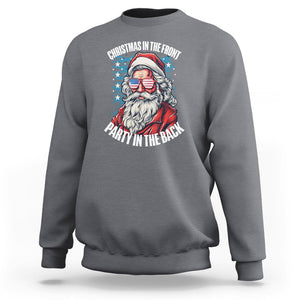 Christmas in the Front Party in the Back USA Patriotic Santa Sweatshirt TS09 Charcoal Printyourwear