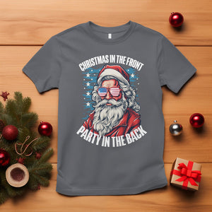 Christmas in the Front Party in the Back USA Patriotic Santa T Shirt TS09 Charcoal Printyourwear