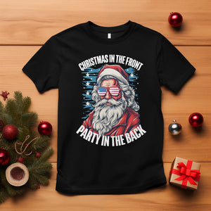 Christmas in the Front Party in the Back USA Patriotic Santa T Shirt TS09 Black Printyourwear