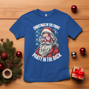 Christmas in the Front Party in the Back USA Patriotic Santa T Shirt TS09 Royal Blue Printyourwear