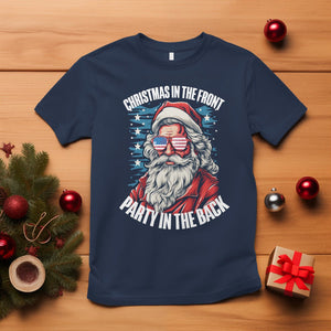 Christmas in the Front Party in the Back USA Patriotic Santa T Shirt TS09 Navy Printyourwear