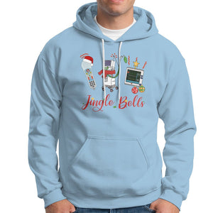 Christmas Nurse Jingle Bells Telemetry Respiratory Therapist Hoodie TS09 Light Blue Printyourwear