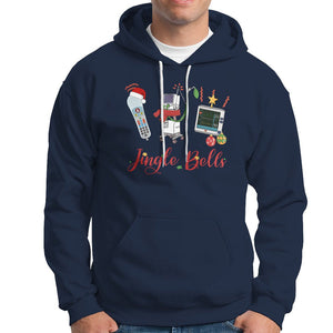 Christmas Nurse Jingle Bells Telemetry Respiratory Therapist Hoodie TS09 Navy Printyourwear