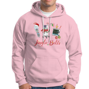 Christmas Nurse Jingle Bells Telemetry Respiratory Therapist Hoodie TS09 Light Pink Printyourwear