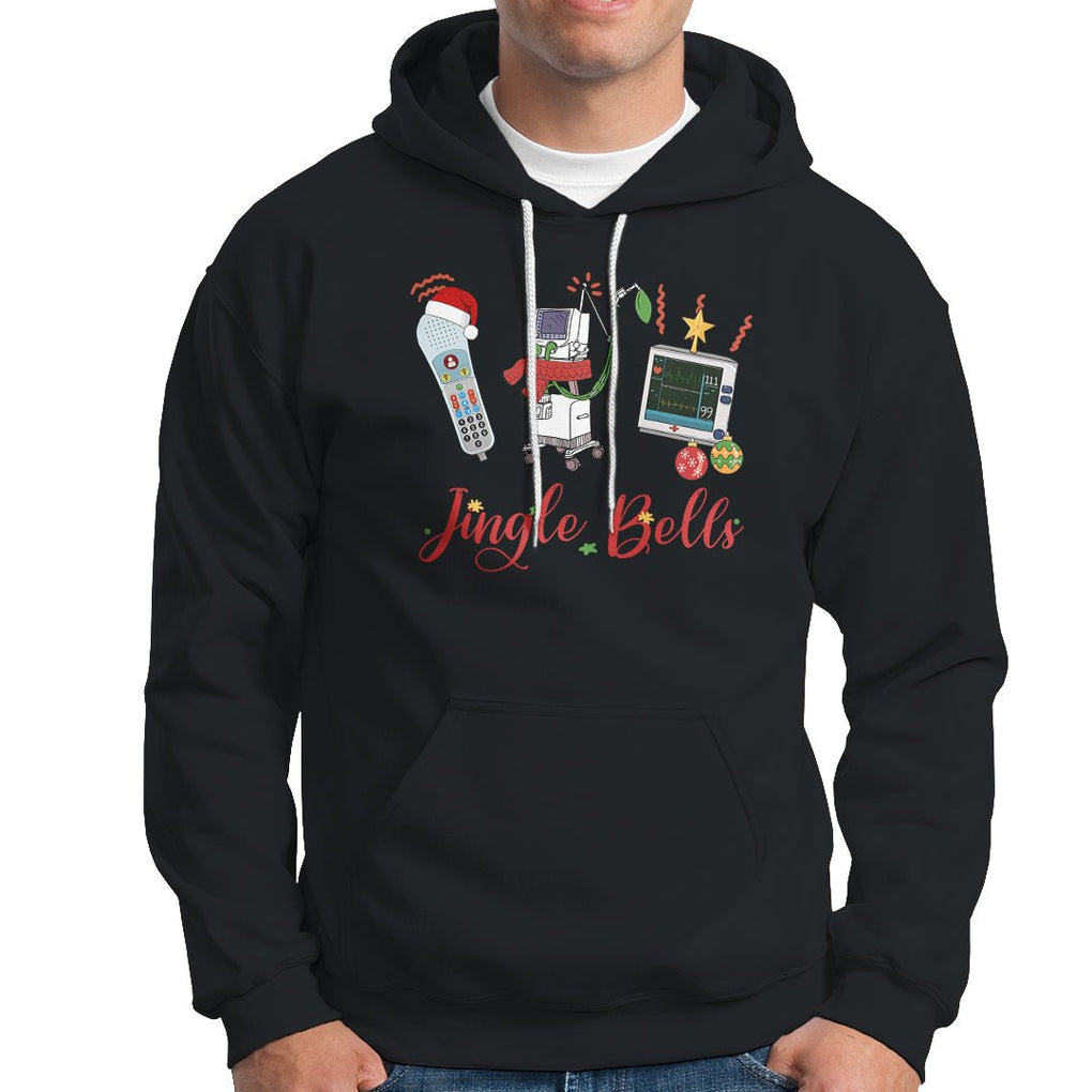 Christmas Nurse Jingle Bells Telemetry Respiratory Therapist Hoodie TS09 Black Printyourwear