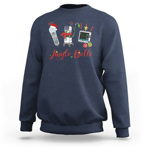 Christmas Nurse Jingle Bells Telemetry Respiratory Therapist Sweatshirt TS09 Navy Printyourwear