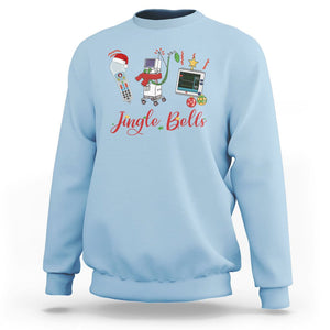 Christmas Nurse Jingle Bells Telemetry Respiratory Therapist Sweatshirt TS09 Light Blue Printyourwear