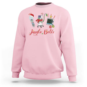 Christmas Nurse Jingle Bells Telemetry Respiratory Therapist Sweatshirt TS09 Light Pink Printyourwear