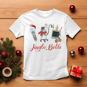 Christmas Nurse Jingle Bells Telemetry Respiratory Therapist T Shirt TS09 White Printyourwear