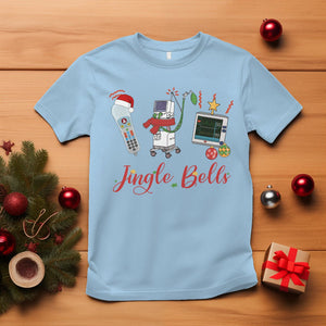 Christmas Nurse Jingle Bells Telemetry Respiratory Therapist T Shirt TS09 Light Blue Printyourwear