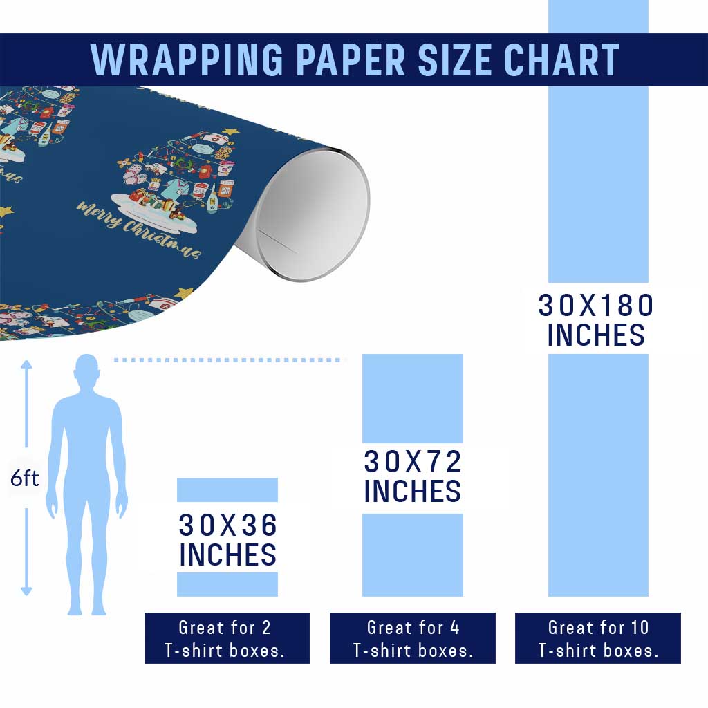 Christmas Nurse Tree Lights Wrapping Paper Roll TS14 Print Your Wear