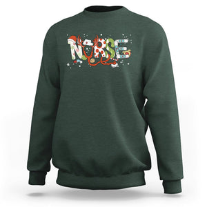 Christmas Nurse Xmas Stethoscope Reindeer Hat Sweatshirt TS09 Dark Forest Green Printyourwear