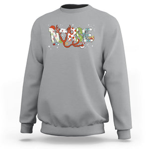 Christmas Nurse Xmas Stethoscope Reindeer Hat Sweatshirt TS09 Sport Gray Printyourwear