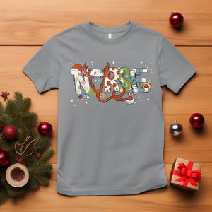 Christmas Nurse Xmas Stethoscope Reindeer Hat T Shirt TS09 Sport Gray Printyourwear