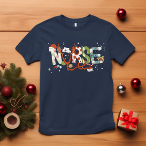 Christmas Nurse Xmas Stethoscope Reindeer Hat T Shirt TS09 Navy Printyourwear