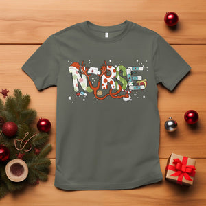 Christmas Nurse Xmas Stethoscope Reindeer Hat T Shirt TS09 Military Green Printyourwear