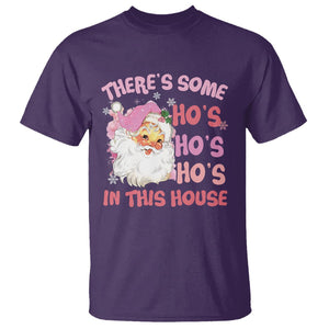 Christmas Pink Santa T Shirt Theres Some Hos In This House Retro Xmas Vibe TS02 Purple Printyourwear