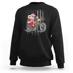 Christmas Santa Claus Riding Motorbike Patriotic USA Sweatshirt TS09 Military Green Printyourwear