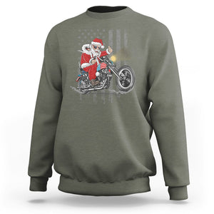 Christmas Santa Claus Riding Motorbike Patriotic USA Sweatshirt TS09 Printyourwear