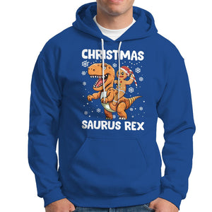 Christmas Saurus Gingerbread Dinosaur Riding Funny Cookie Hoodie TS09 Royal Blue Printyourwear