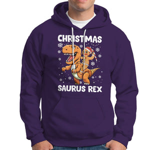 Christmas Saurus Gingerbread Dinosaur Riding Funny Cookie Hoodie TS09 Purple Printyourwear