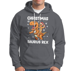 Christmas Saurus Gingerbread Dinosaur Riding Funny Cookie Hoodie TS09 Charcoal Printyourwear