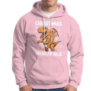 Christmas Saurus Gingerbread Dinosaur Riding Funny Cookie Hoodie TS09 Light Pink Printyourwear