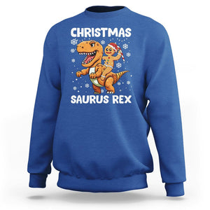 Christmas Saurus Gingerbread Dinosaur Riding Funny Cookie Sweatshirt TS09 Royal Blue Printyourwear