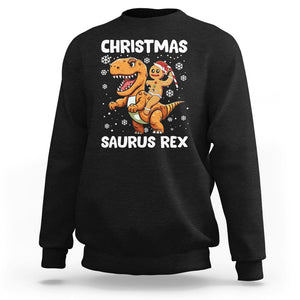 Christmas Saurus Gingerbread Dinosaur Riding Funny Cookie Sweatshirt TS09 Black Printyourwear