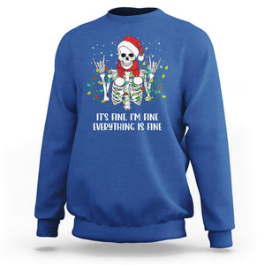 Christmas Skeleton Sweatshirt It's Fine I'm Fine Everything Is Fine Xmas Light Funny TS02 Royal Blue Printyourwear