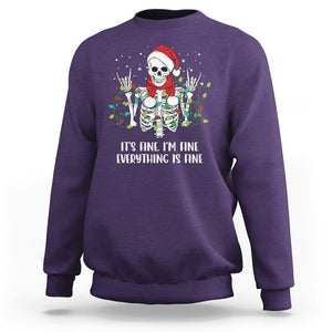 Christmas Skeleton Sweatshirt It's Fine I'm Fine Everything Is Fine Xmas Light Funny TS02 Purple Printyourwear