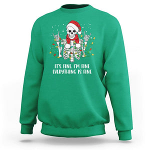 Christmas Skeleton Sweatshirt It's Fine I'm Fine Everything Is Fine Xmas Light Funny TS02 Irish Green Printyourwear