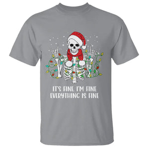 Christmas Skeleton T Shirt It's Fine I'm Fine Everything Is Fine Xmas Light Funny TS02 Sport Gray Printyourwear