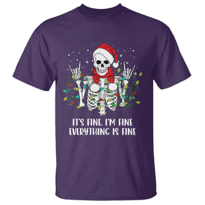 Christmas Skeleton T Shirt It's Fine I'm Fine Everything Is Fine Xmas Light Funny TS02 Purple Printyourwear